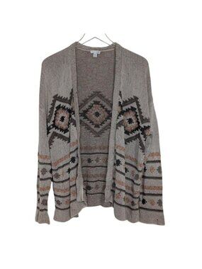 J Jill Aztec Southwestern Open Cardigan Womens Plus Size 3X Beige Boho Sweater